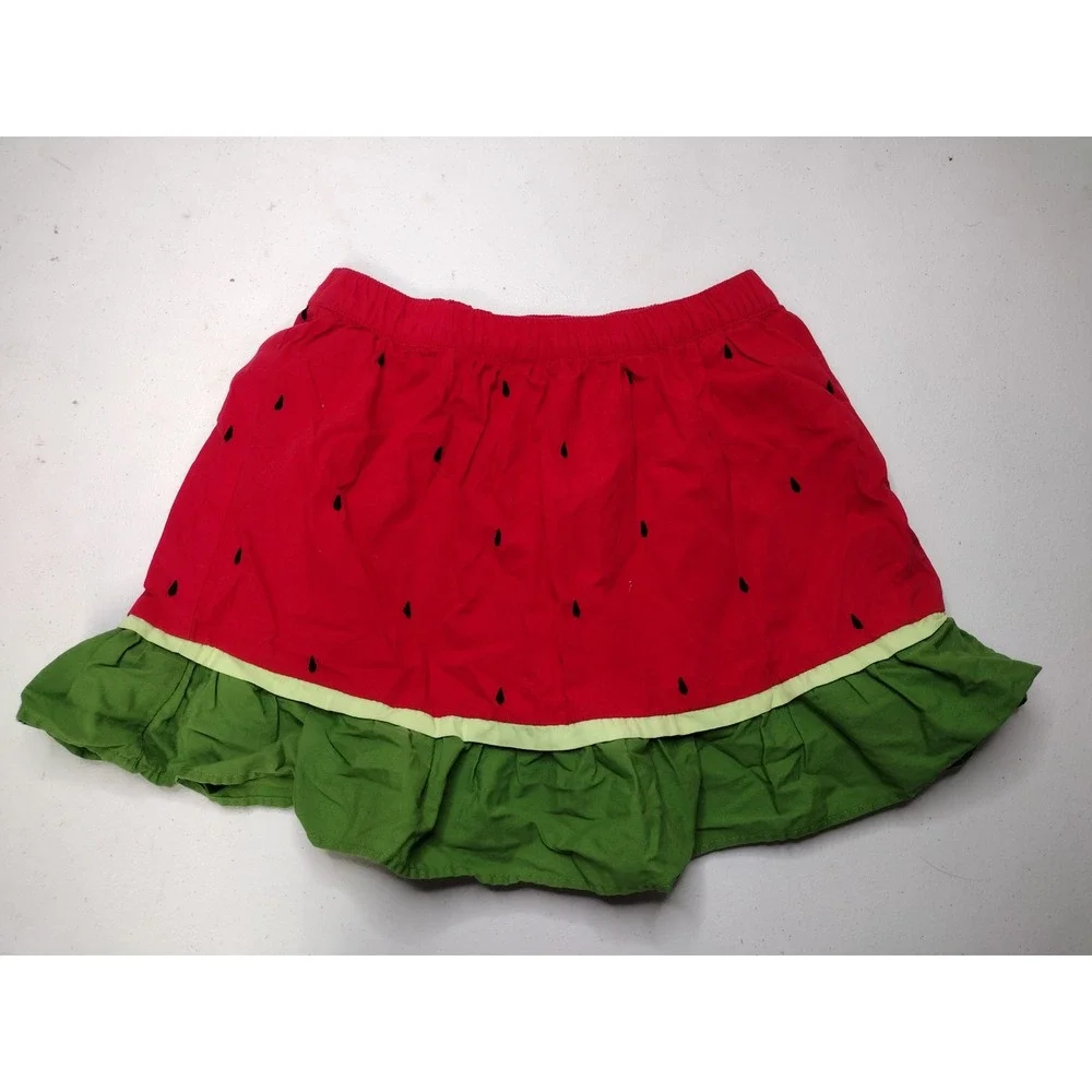 Gymboree Girls Watermelon Skort Red Green Ruffle Size 8 Fruit Print Skirt Shorts